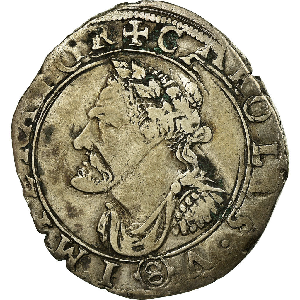 France, Charles Quint, Teston, 1624, Besançon, Silver, EF(40-45), Boudeau:1288