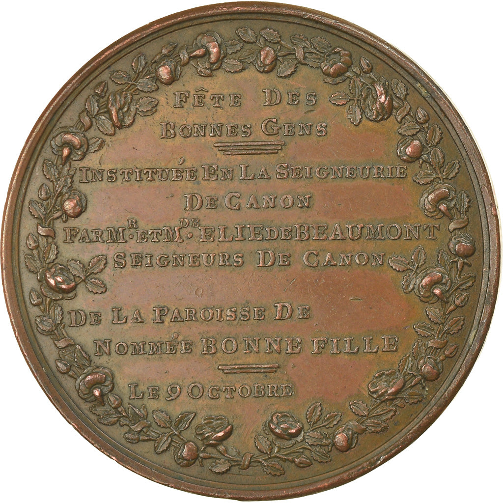 France, Médaille, Elie de Beaumont, Fête des Bonnes Gens, Seigneurie de Canon