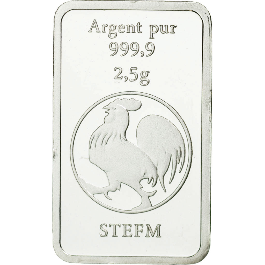 France, Medal, Lingotin Argent Pur, Coq, Paris, 2017, MS(65-70), Silver