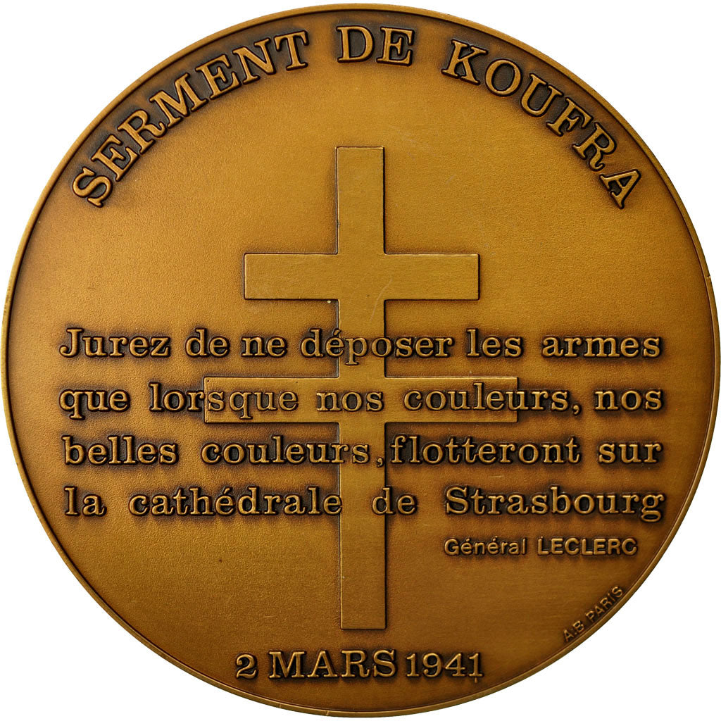 Francia, medalla, Cinquantenaire de la Prise de Koufra, Général Leclerc, 1941