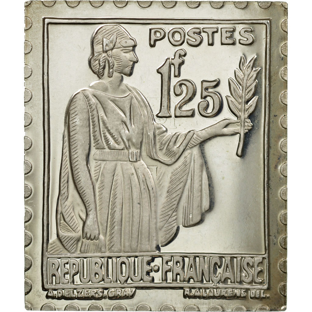 France, Medal, Timbre, Type Paix, 1.25 Franc, 1983, MS(65-70), Silver
