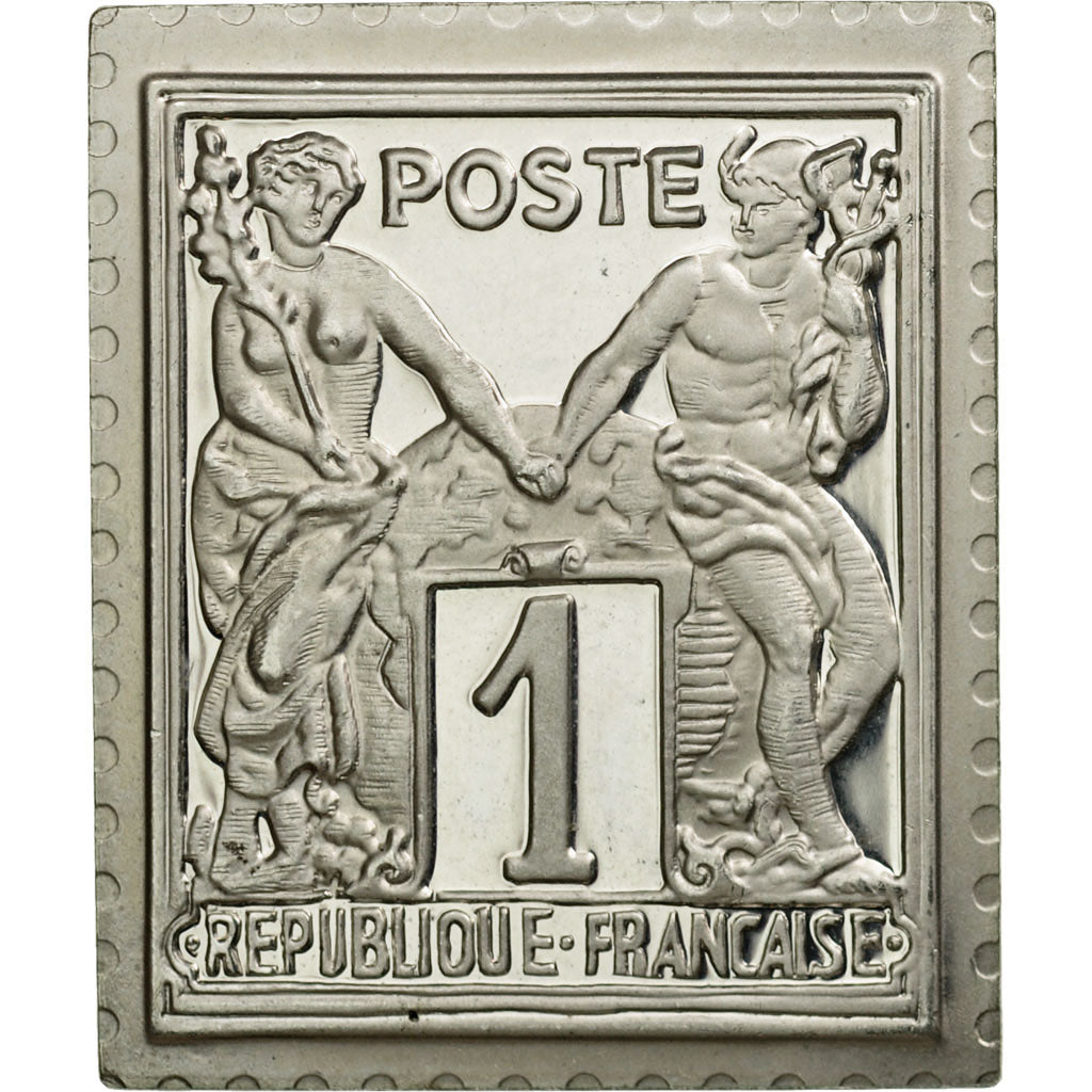 Francia, medaglia, Timbre, Type Sage, Groupe Allégorique, 1 Centime, 1982, FDC