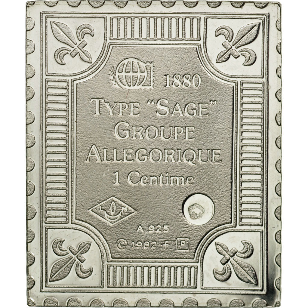 Francia, medaglia, Timbre, Type Sage, Groupe Allégorique, 1 Centime, 1982, FDC