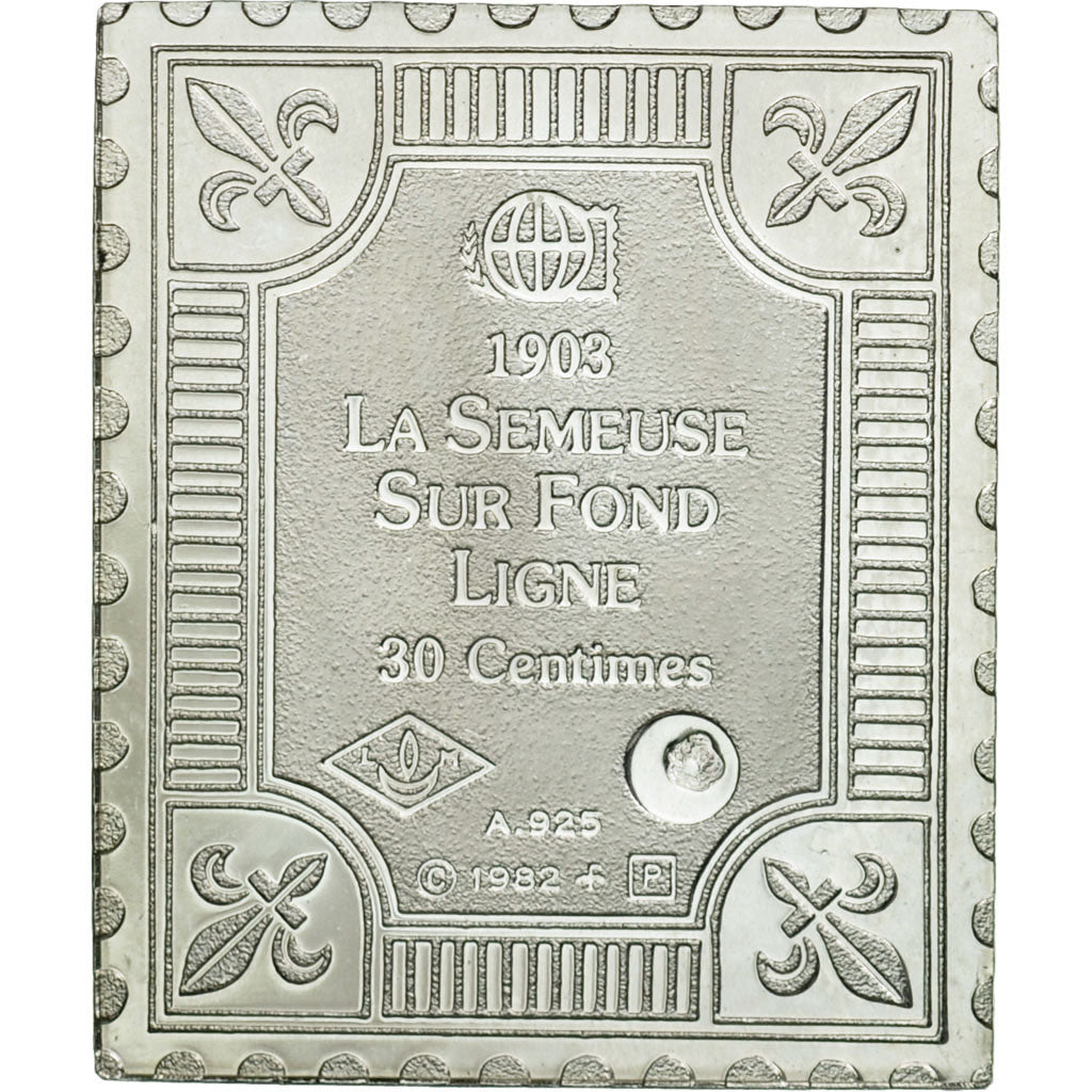Francia, medaglia, Timbre, La Semeuse sur Fond Ligne, 30 Centimes, 1982, FDC