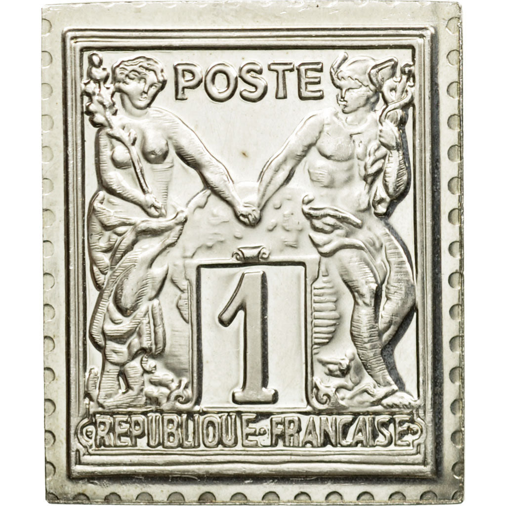 France, Medal, Timbre, Type Sage, Groupe Allégorique, 1 Centime, 1982