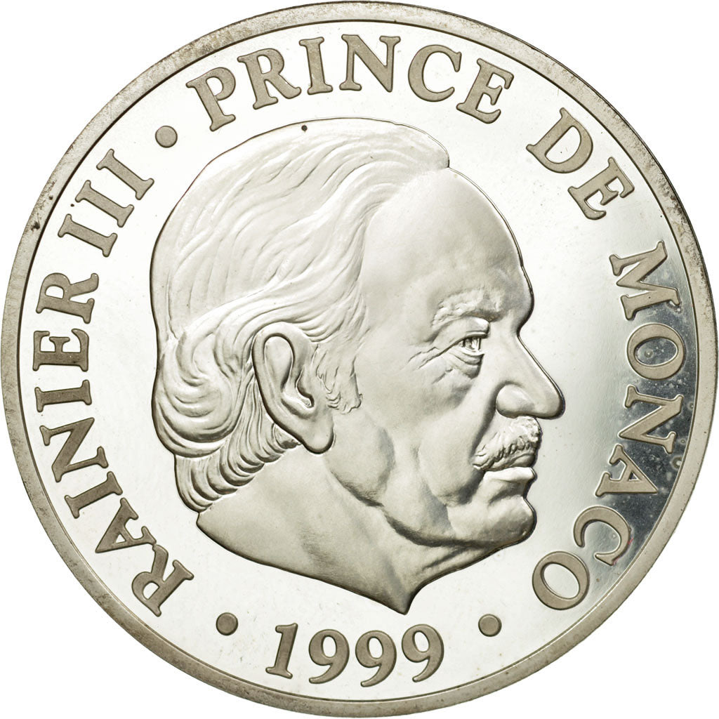 Monaco, Medaille, 50ème Anniversaire de Rainier III, 1999, FDC, Zilver