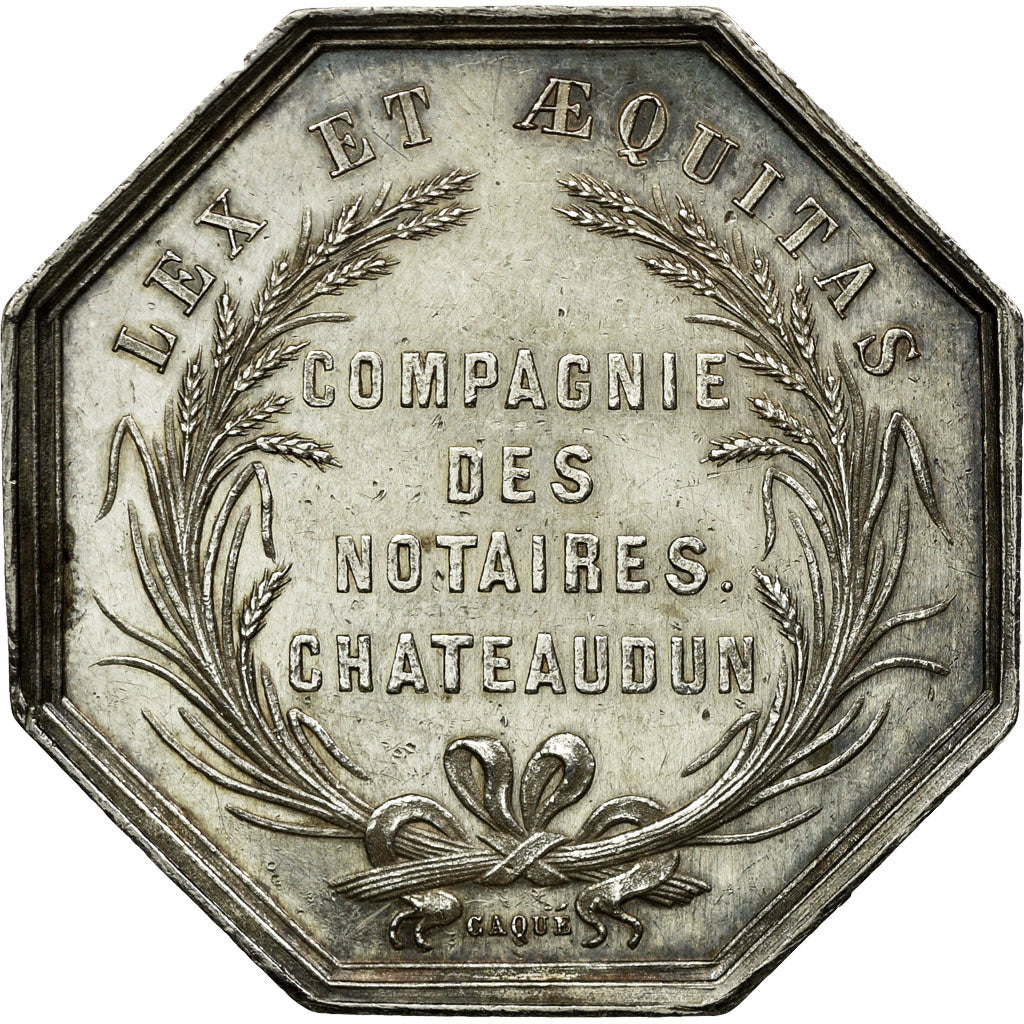 France, Jeton, Napoléon III, Compagnie des Notaires de Chateaudun, n.d.