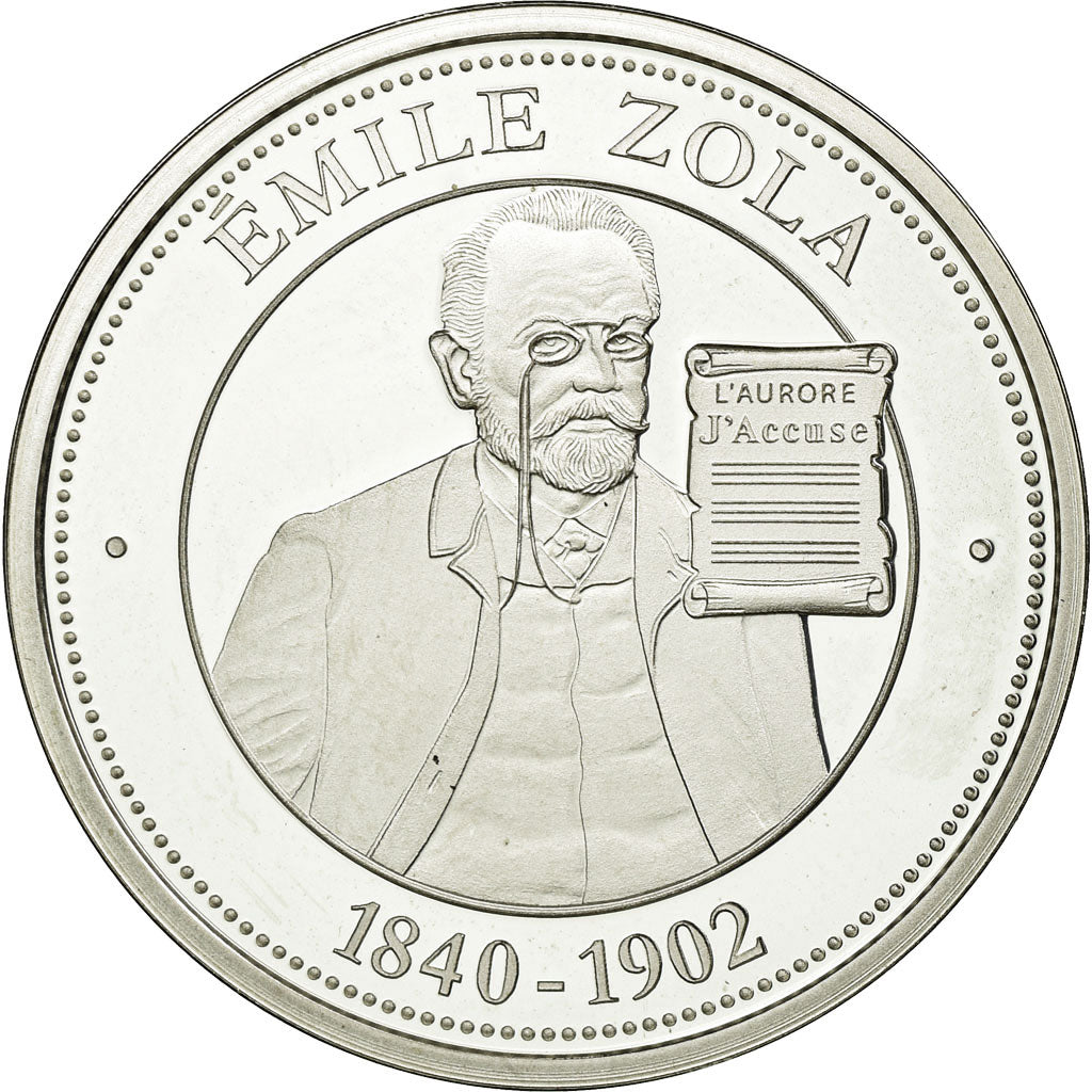 France, Médaille, Collection Panthéon, Émile Zola, FDC, Argent