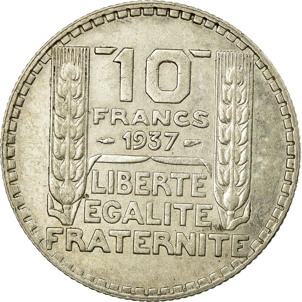France, 10 Francs, Turin, 1937, Paris, Silver, AU(50-53), Gadoury:801