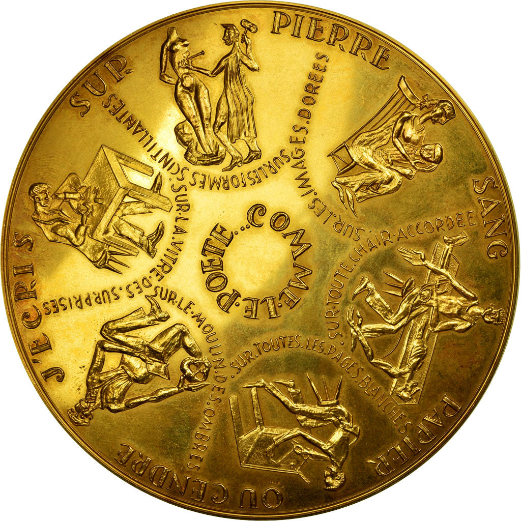 France, Médaille, Nouvelle Année, Voeux, Fleurs, 1967, Devigne, SUP+, Gilt