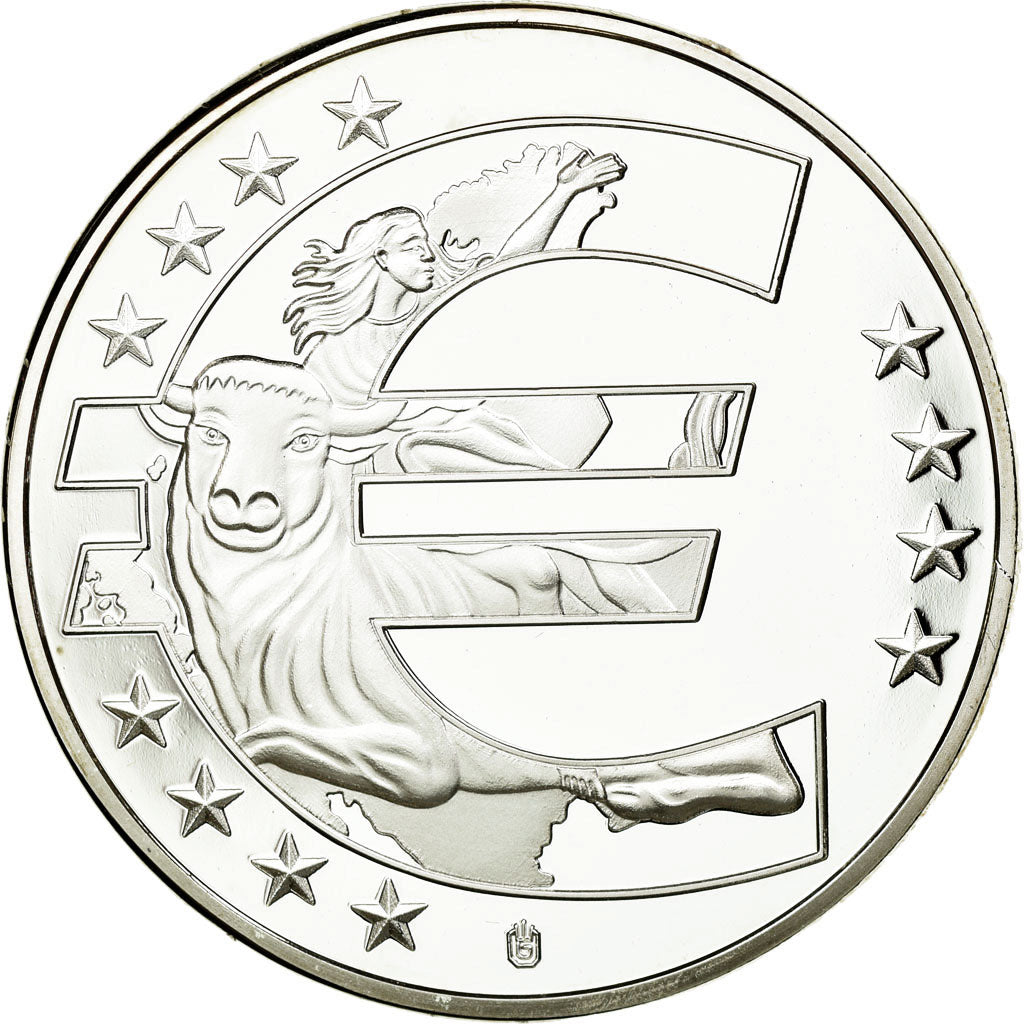 Frankrijk, Medaille, l'Union Monétaire Européenne, 2002, FDC, Verzilverd koper