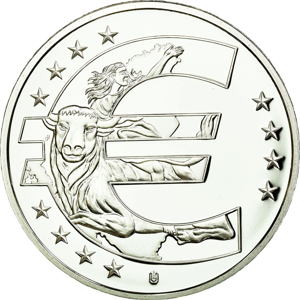 France, Medal, 10 Ans de l'Euro, Slovaquie, MS(65-70), Copper Plated Silver