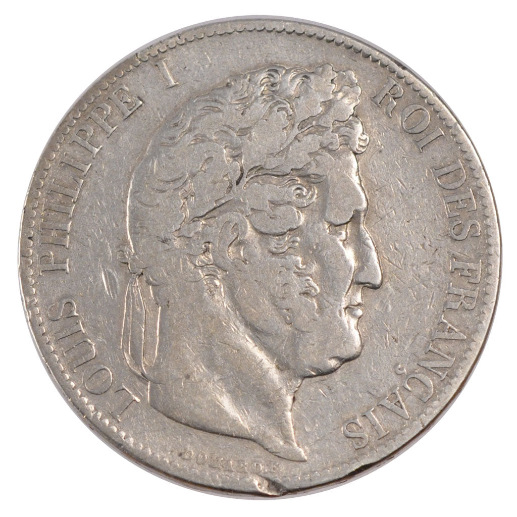 Moneta, Francia, Louis-Philippe, 5 Francs, 1845, Bordeaux, MB, Argento