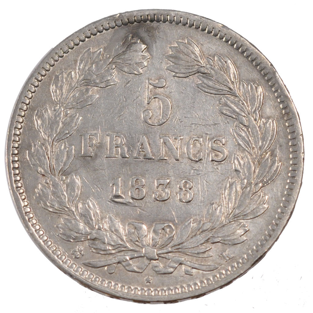 Monnaie, France, Louis-Philippe, 5 Francs, 1838, Bordeaux, TTB, Argent