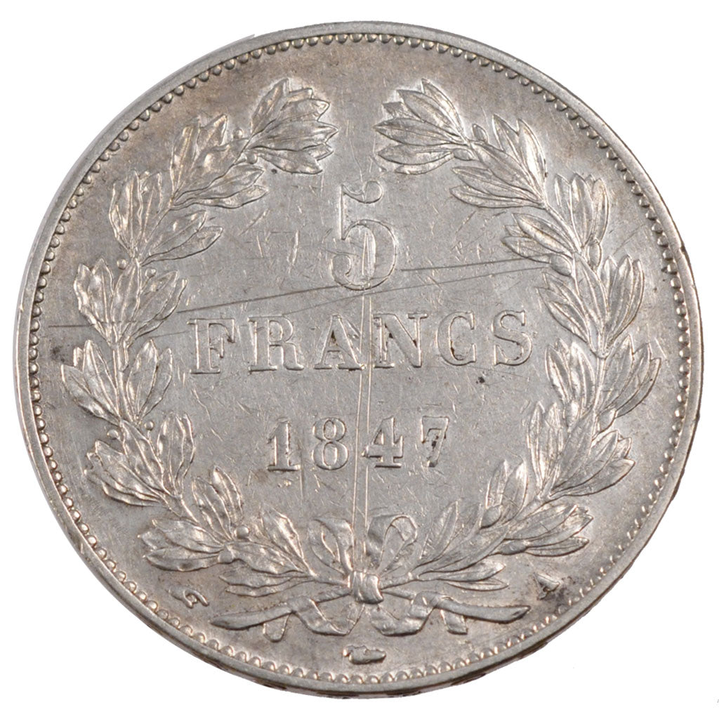 Coin, France, Louis-Philippe, 5 Francs, 1847, Paris, EF(40-45), Silver