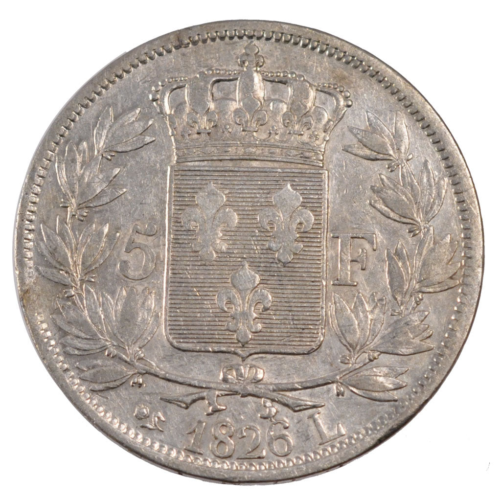 Coin, France, Charles X, 5 Francs, 1826, Bayonne, EF(40-45), Silver, KM:720.8