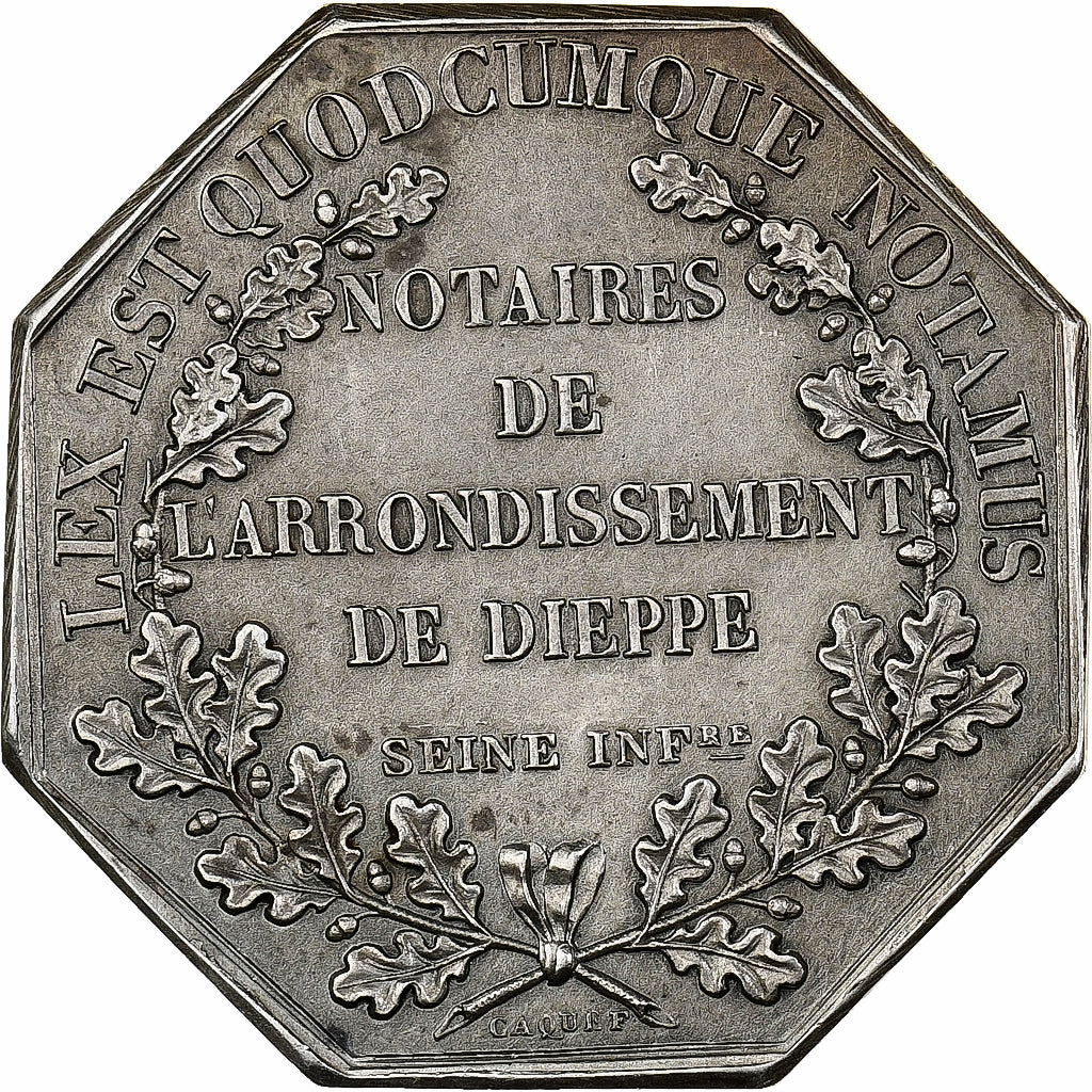 France, Jeton, Charles X, Notaires de l'Arrondissement de Dieppe, n.d., Argent