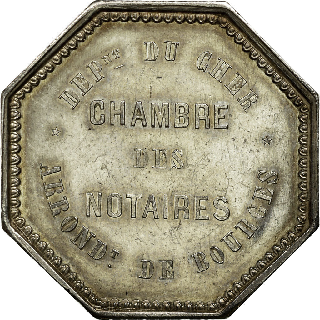 France, Jeton, Napoléon III, Notaires de l'Arrondissement de Bourges, Argent