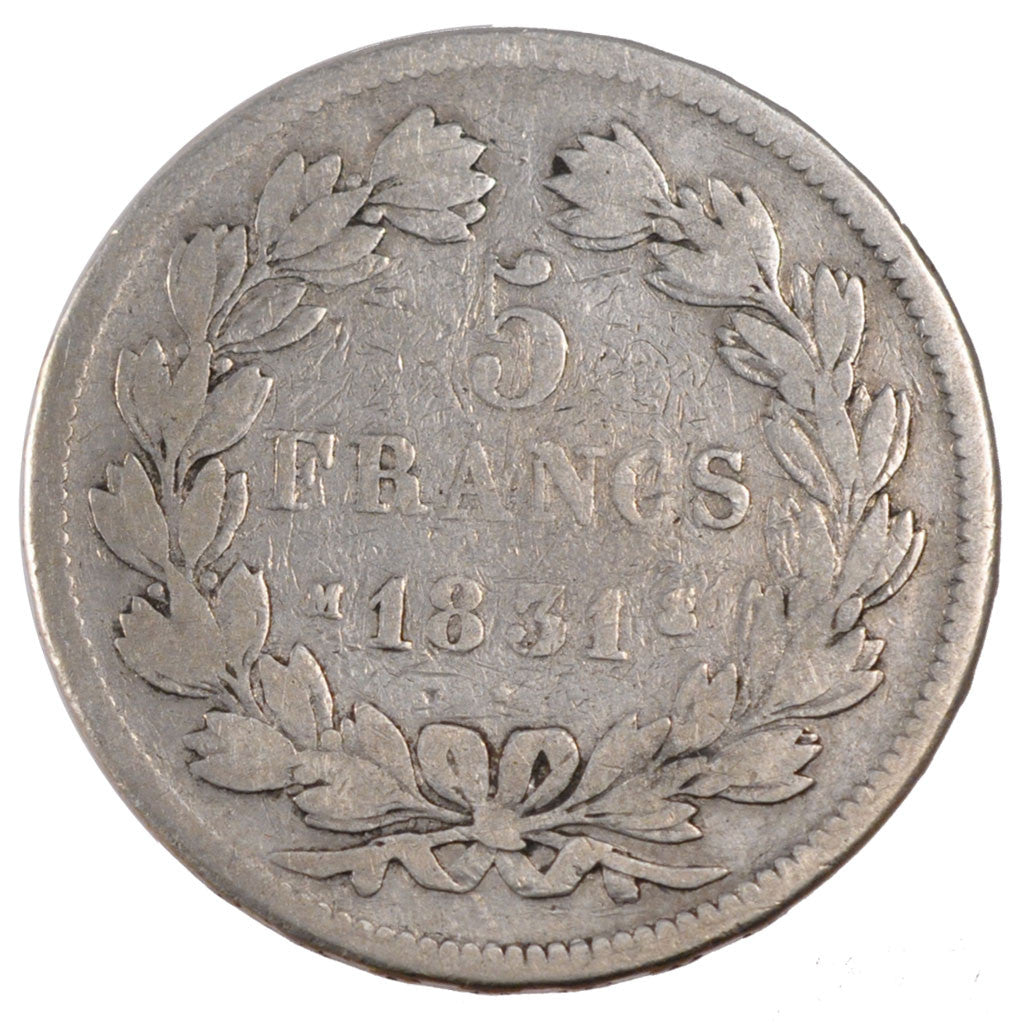 Coin, France, Louis-Philippe, 5 Francs, 1831, Toulouse, F(12-15), Silver