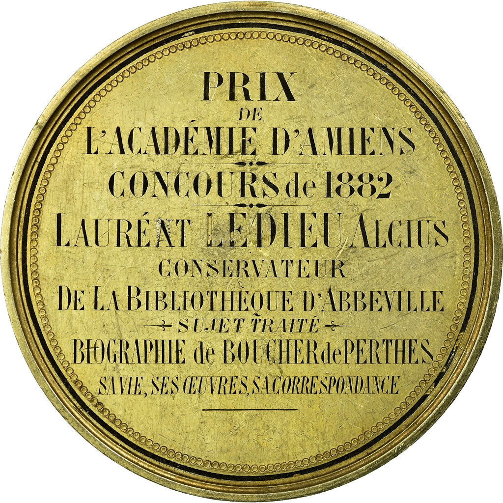 Frankrijk, Medaille, Littérature, Académie d'Amiens, Concours, 1882, PR