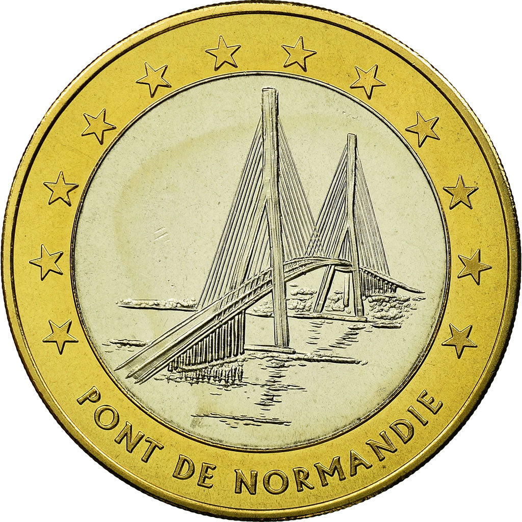 France, Medal, 10 Euro, Ville du Havre, Pont de Normandie, 1996, MS(65-70)