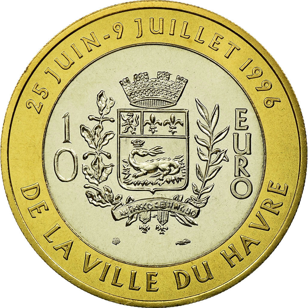 France, Medal, 10 Euro, Ville du Havre, Pont de Normandie, 1996, MS(65-70)