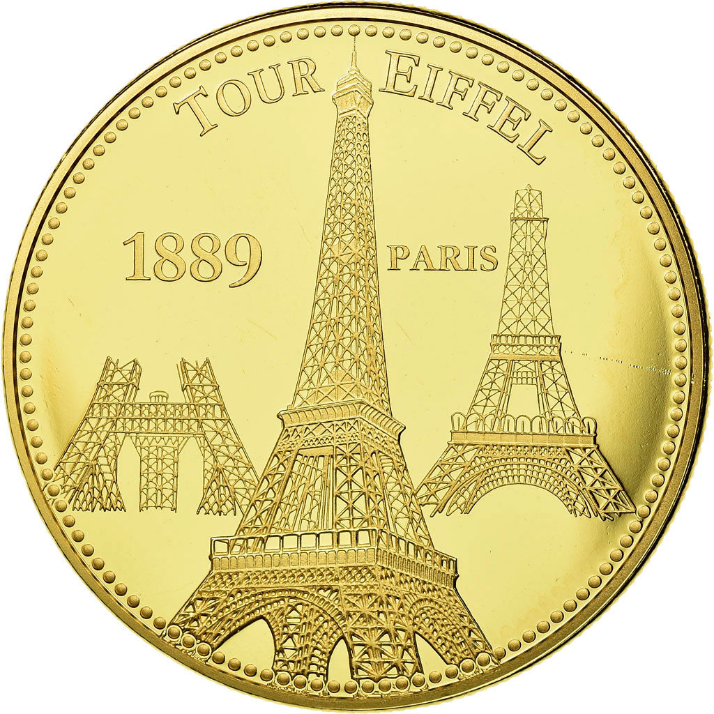 France, Medal, Paris - La Tour Eiffel, MS(65-70), Copper Gilt