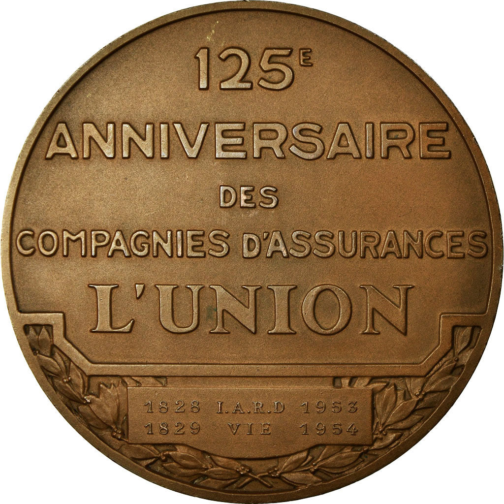 Francia, medalla, Compagnie d'Assurances l'Union, 125ème Anniversaire, 1954