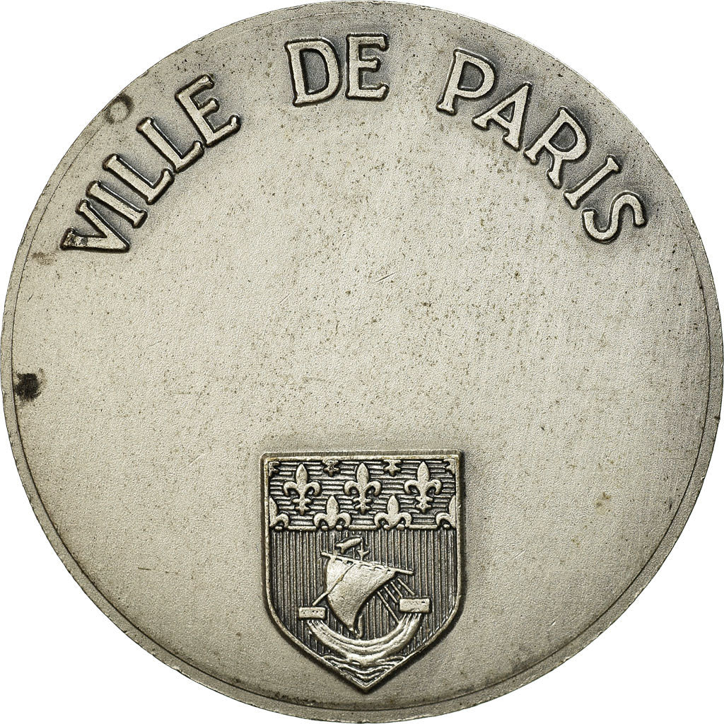 France, Medal, Ville de Paris, Flamme Olympique, AU(55-58), Silvered bronze