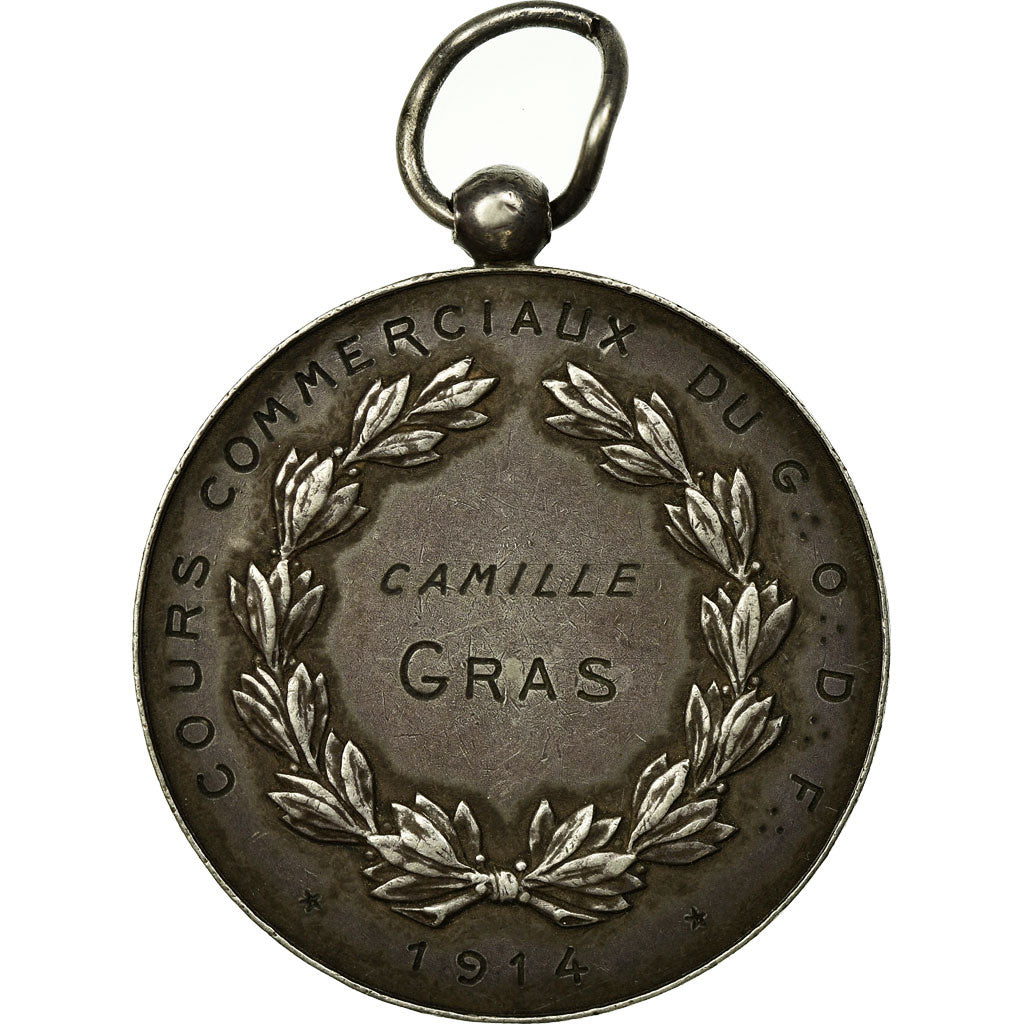 France, Medal, Grand Orient de France, Cours Commerciaux du GODF, 1914, Silver