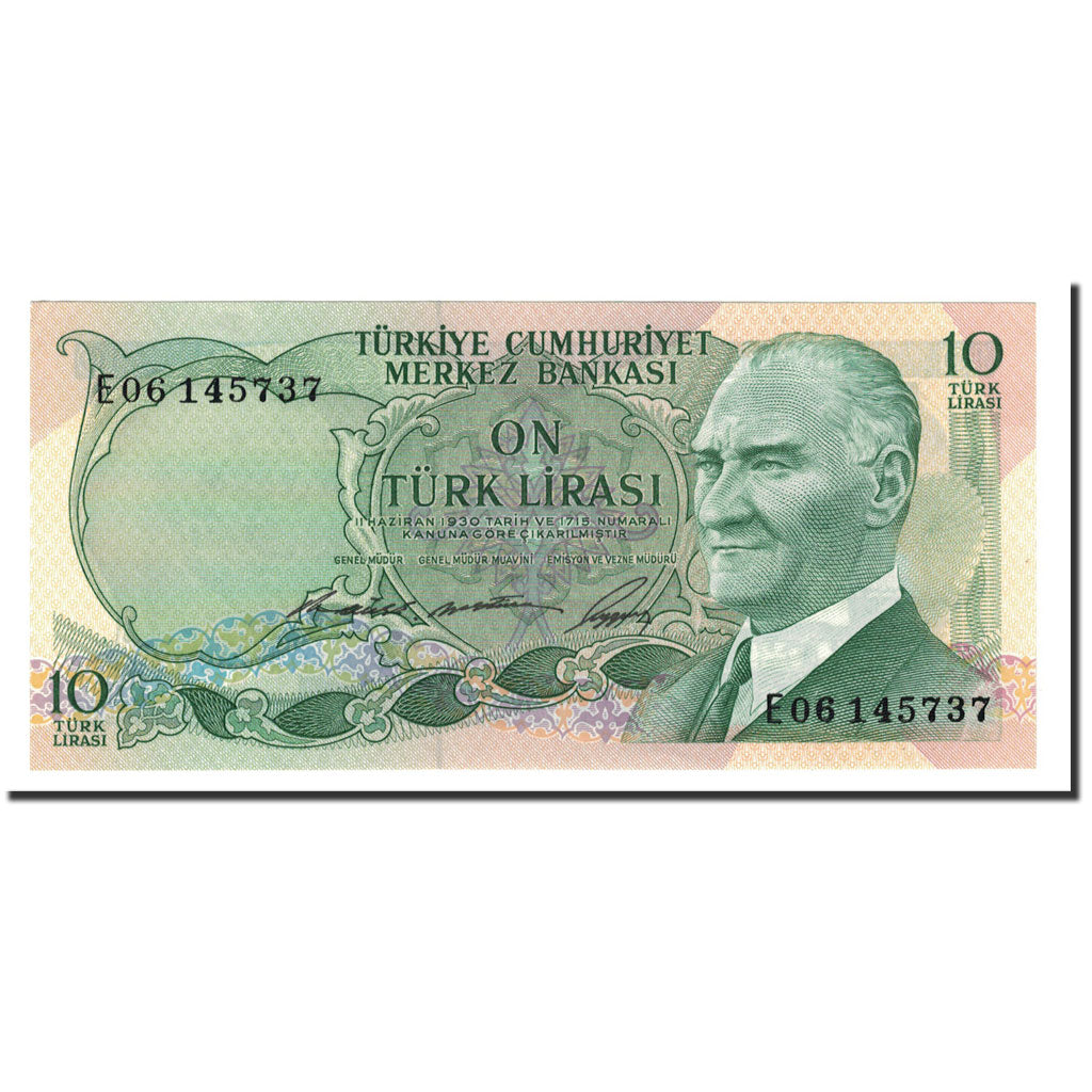 Banknote, Turkey, 10 Lira, 1975, KM:186, UNC(65-70)