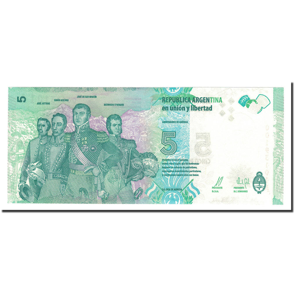 Billet, Argentine, 5 Pesos, 2015, KM:359, NEUF