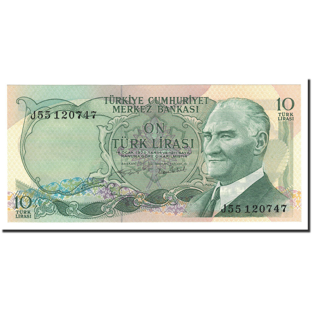 Banknote, Turkey, 10 Lira, 1970, KM:186, UNC(65-70)