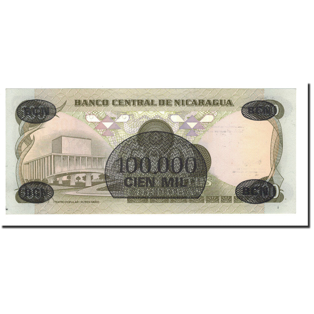 Banknot, Nicaragua, 100,000 Córdobas on 500 Córdobas, D.1987, KM:149