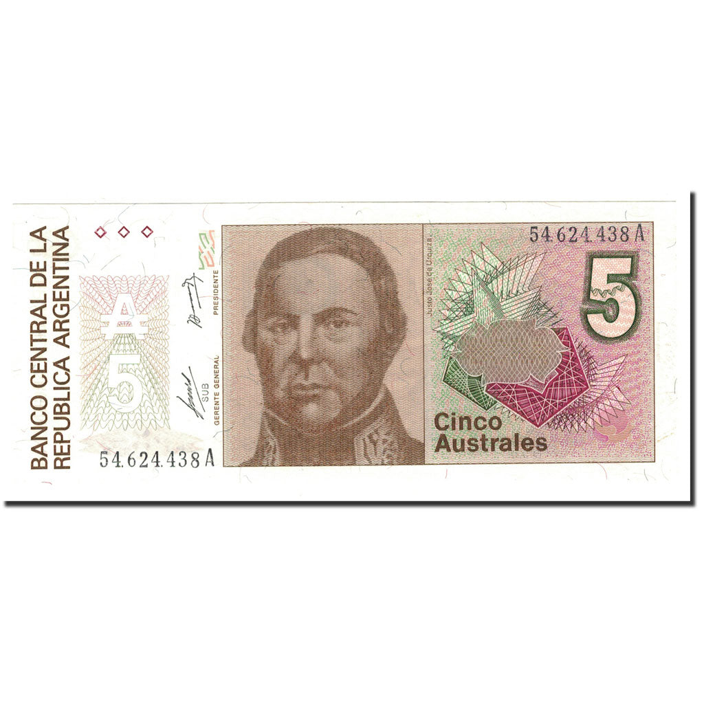 Billet, Argentine, 5 Australes, Undated, KM:324b, NEUF