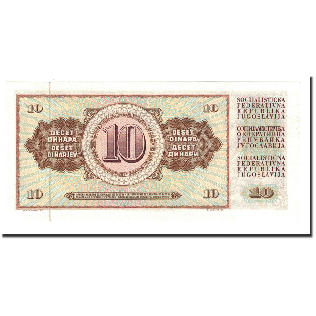 Billet, Yougoslavie, 10 Dinara, 1968, 1968-05-01, KM:82c, NEUF