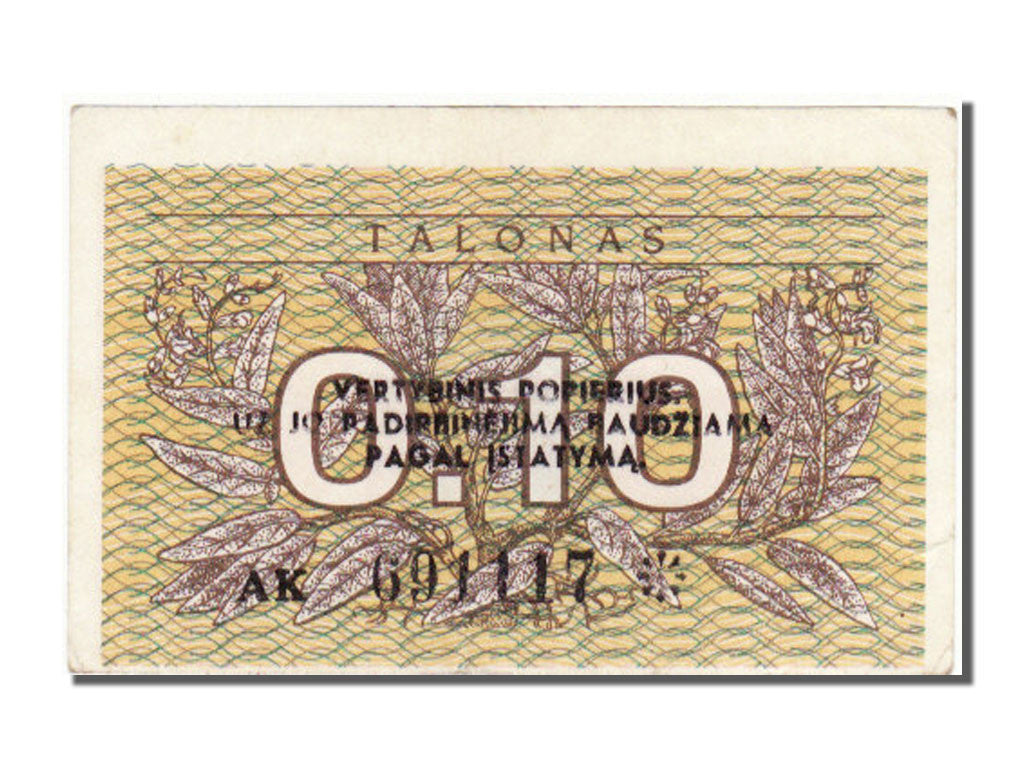 Banknote, Lithuania, 0.10 Talonas, 1991, AU(55-58)