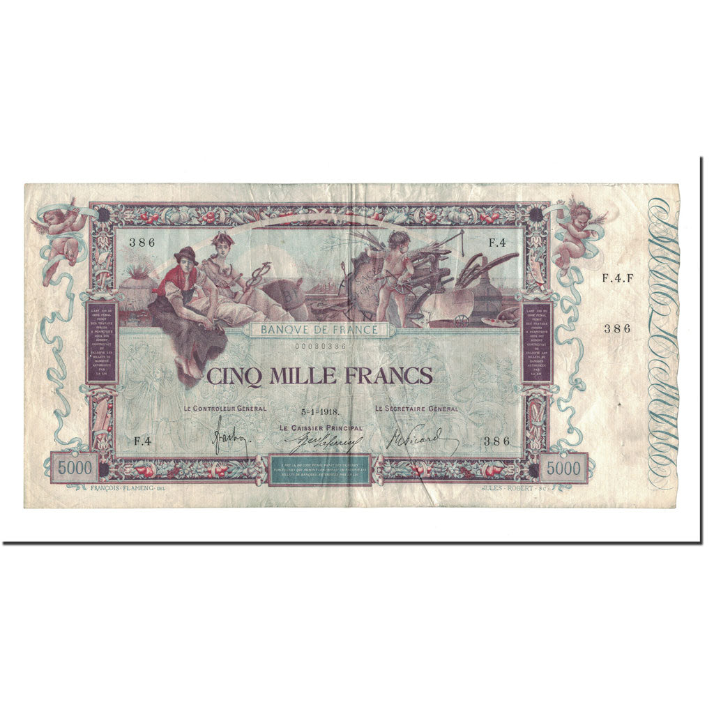 Frankreich, 5000 Francs, 5 000 F 1918 ''Flameng'', 1918, 1918-01-28, S+