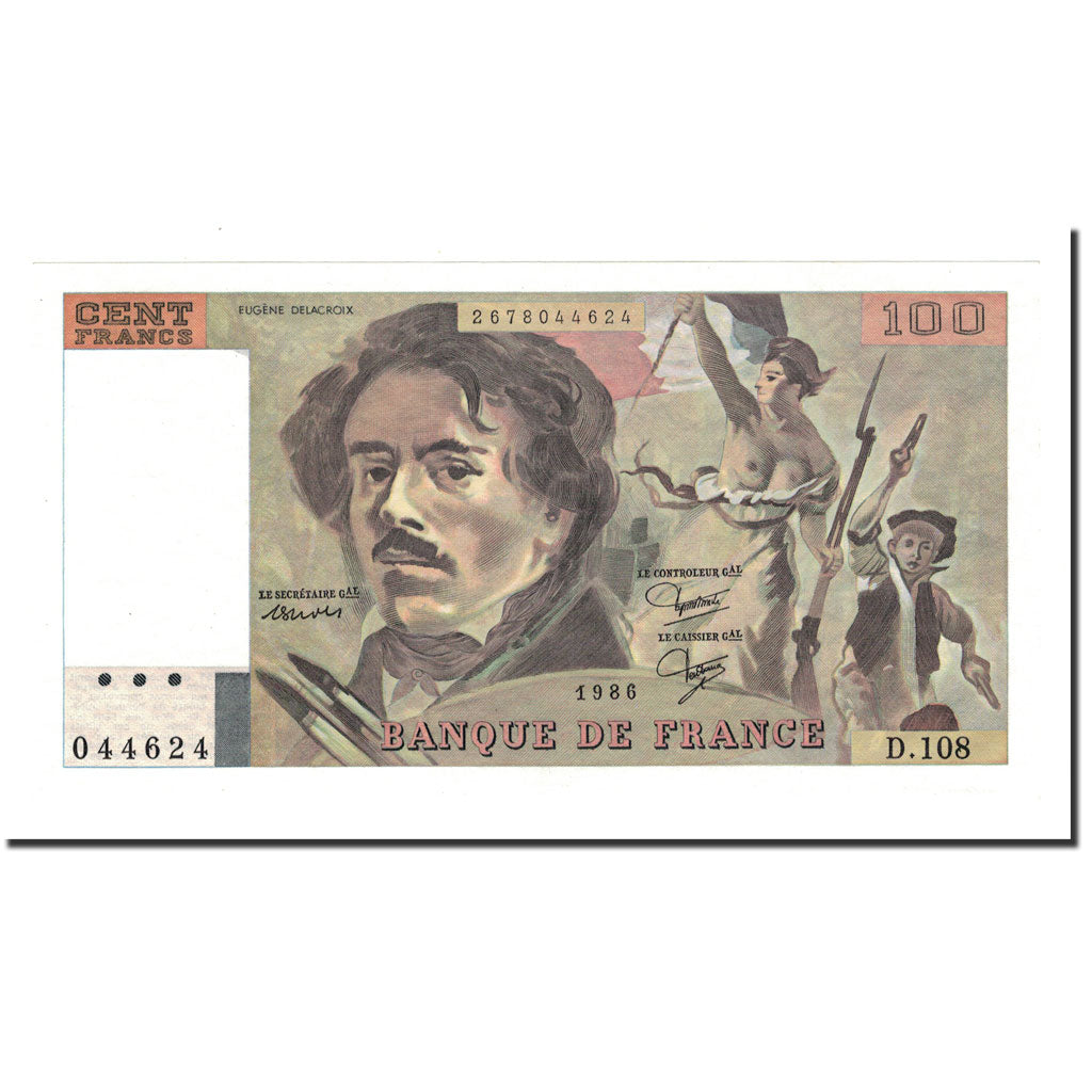 França, 100 Francs, Delacroix, D.108, UNC(65-70)