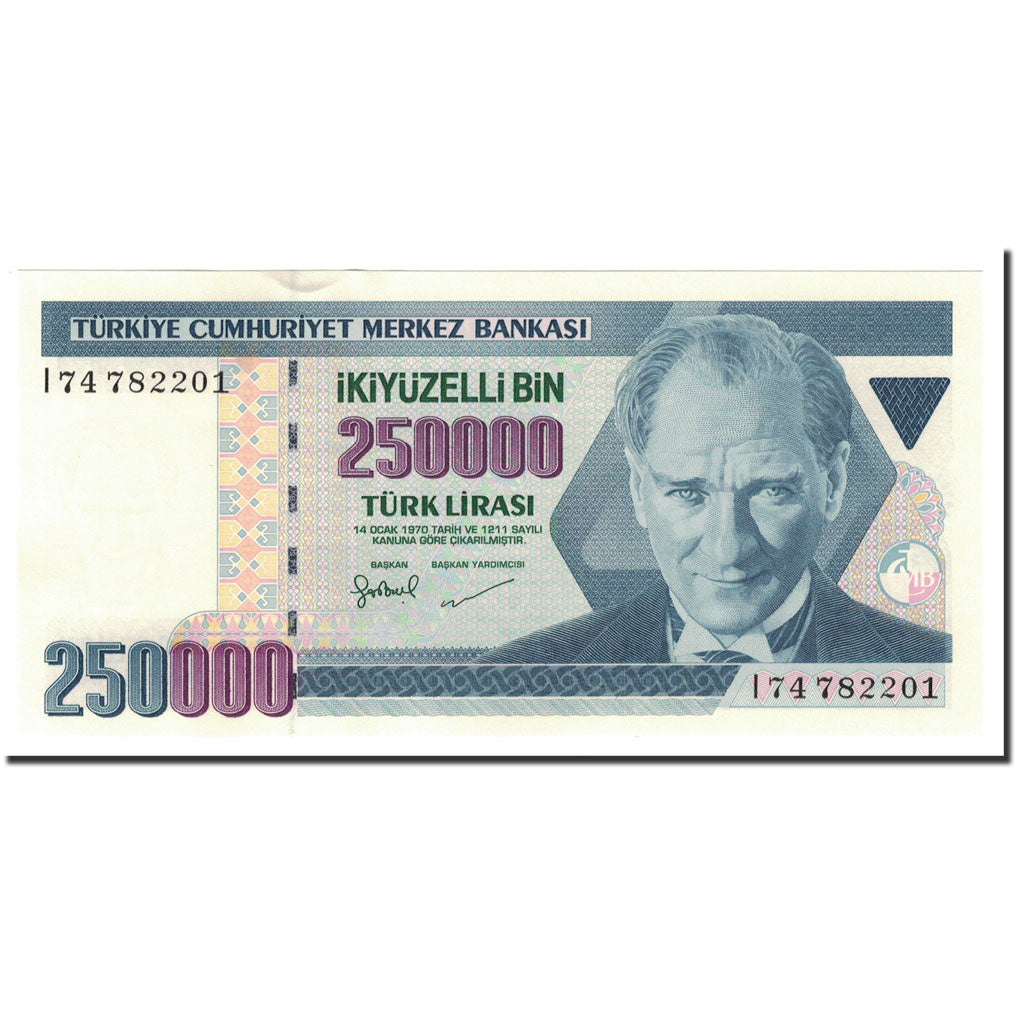 Geldschein, Türkei, 250,000 Lira, L.1970, 1998, KM:211, UNZ