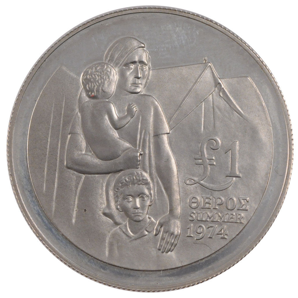 Coin, Cyprus, Pound, 1974, MS(60-62), Silver, KM:46a