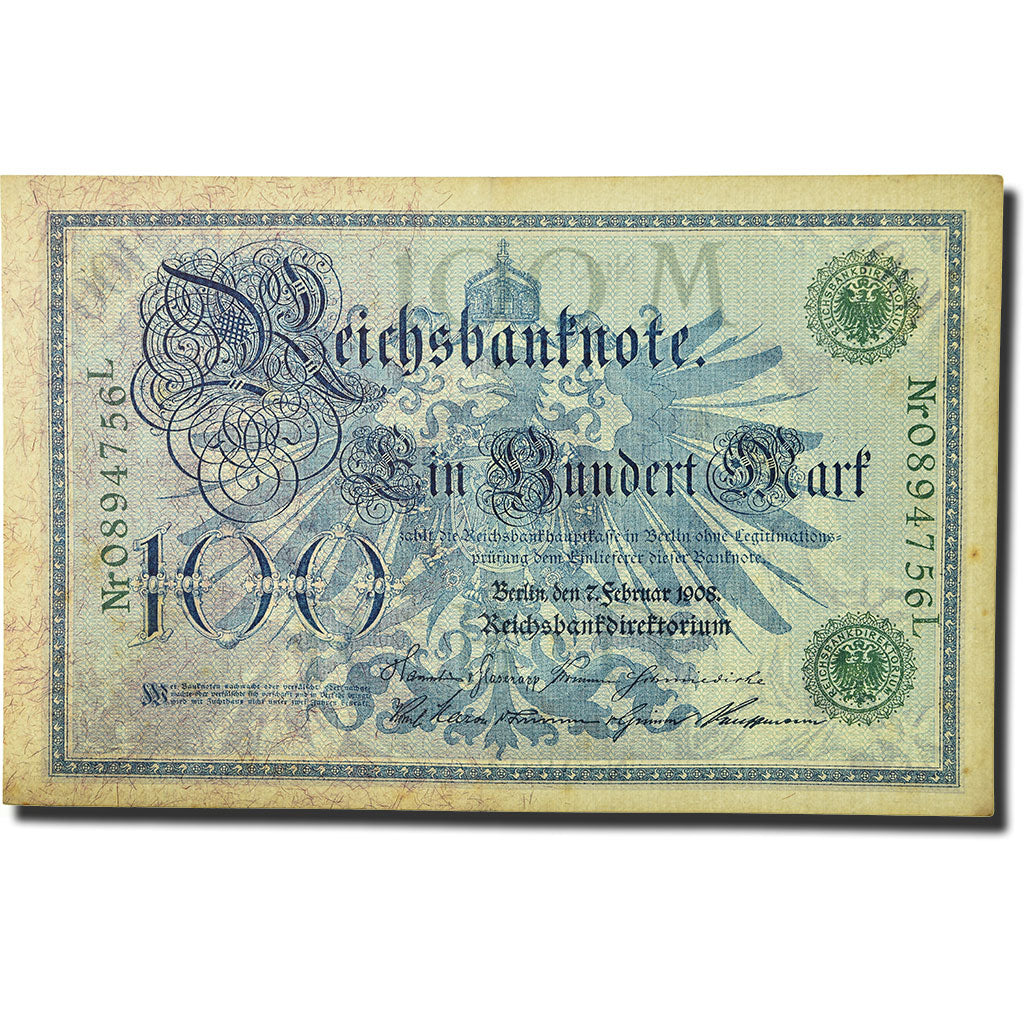 Billete, 100 Mark, 1908, Alemania, 1908-02-07, KM:34, MBC