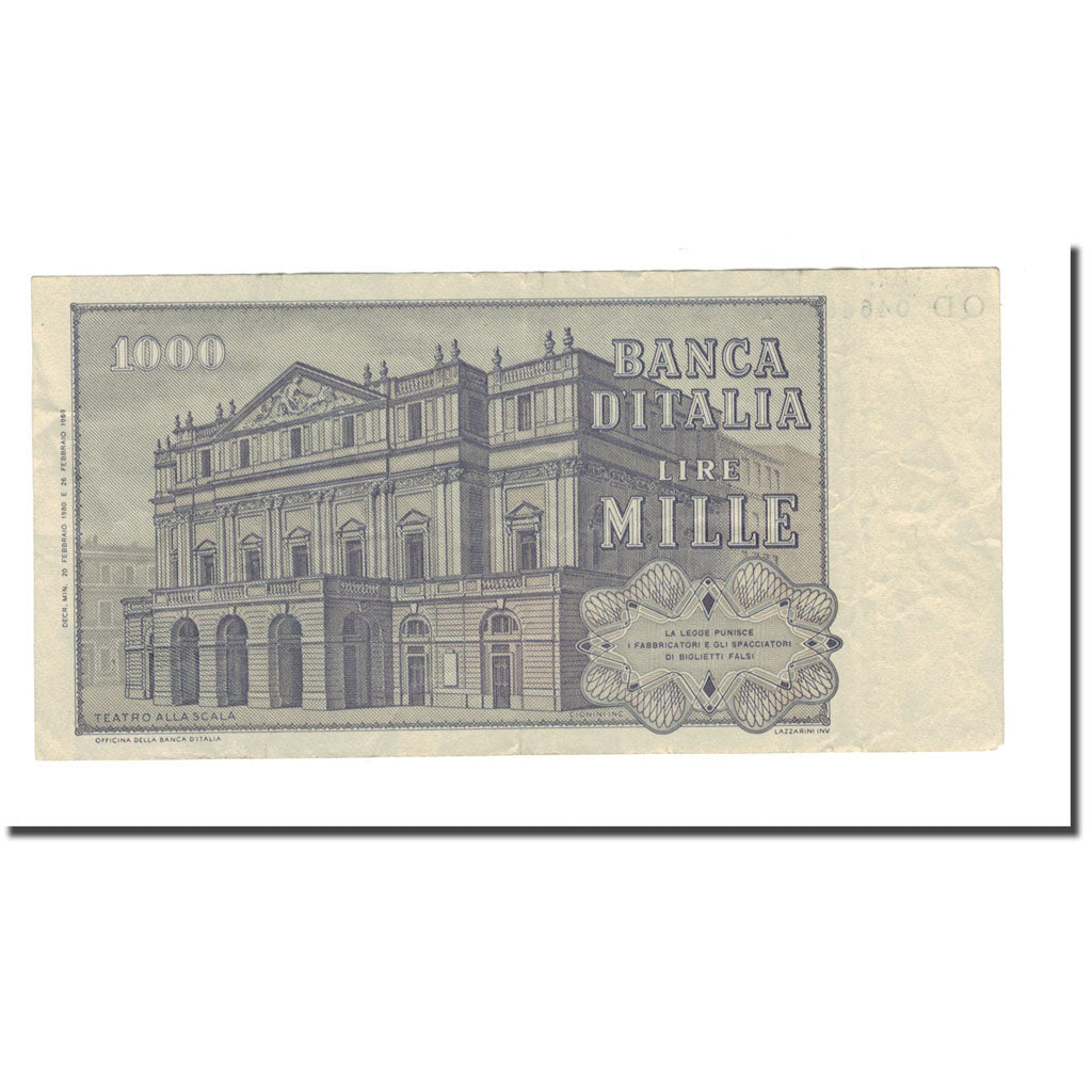 Billet, Italie, 1000 Lire, 1969-1981, 1980-02-20, KM:101g, TB