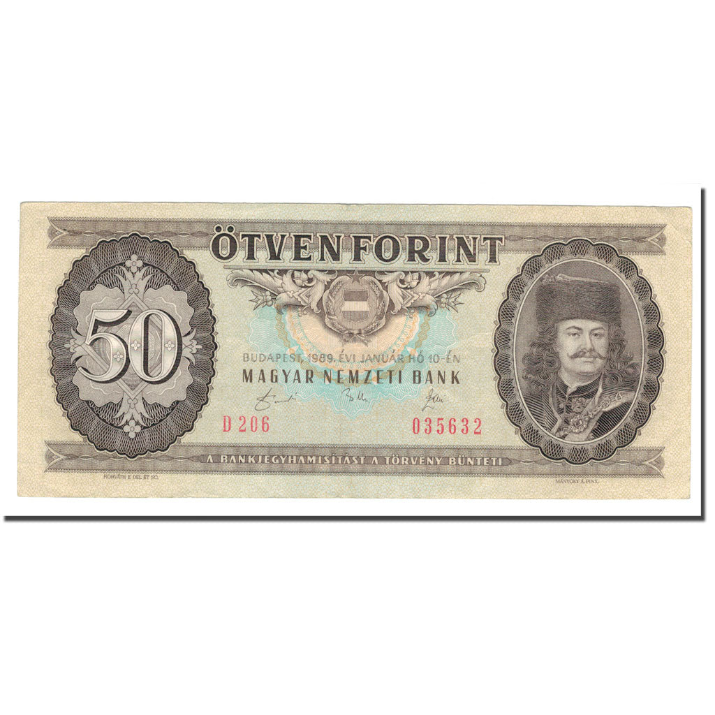 Billet, Hongrie, 50 Forint, 1989, 1989-01-10, KM:170h, TTB