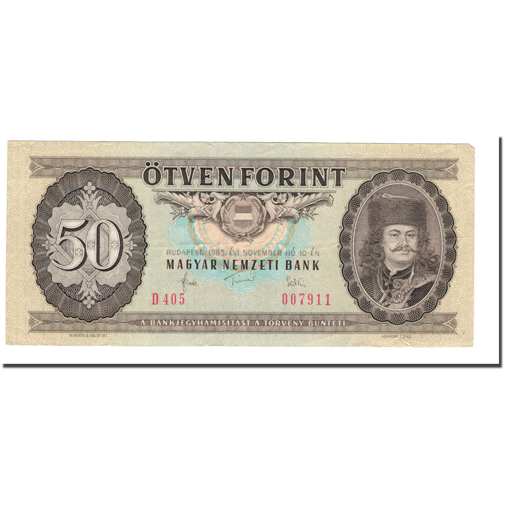 Banknot, Węgry, 50 Forint, 1965-89, 1983-11-10, KM:170f, EF(40-45)