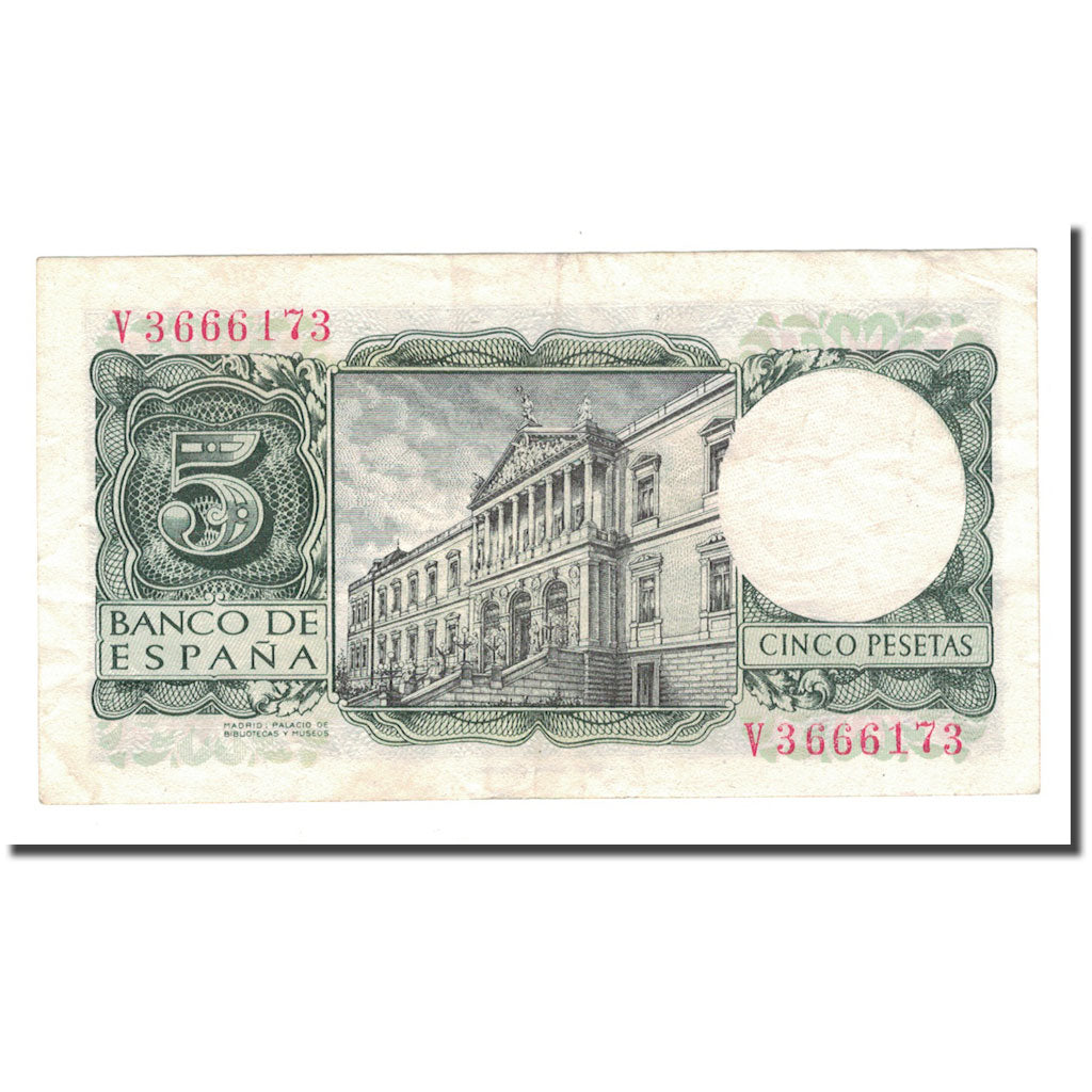 Banknote, Spain, 5 Pesetas, 1954, 1954-07-22, KM:146a, EF(40-45)