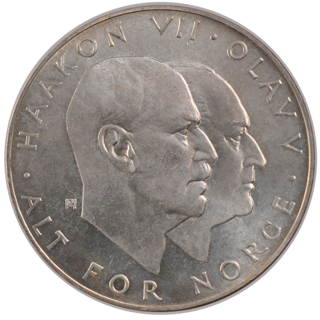 Coin, Norway, Olav V, 25 Kroner, 1970, MS(60-62), Silver, KM:414