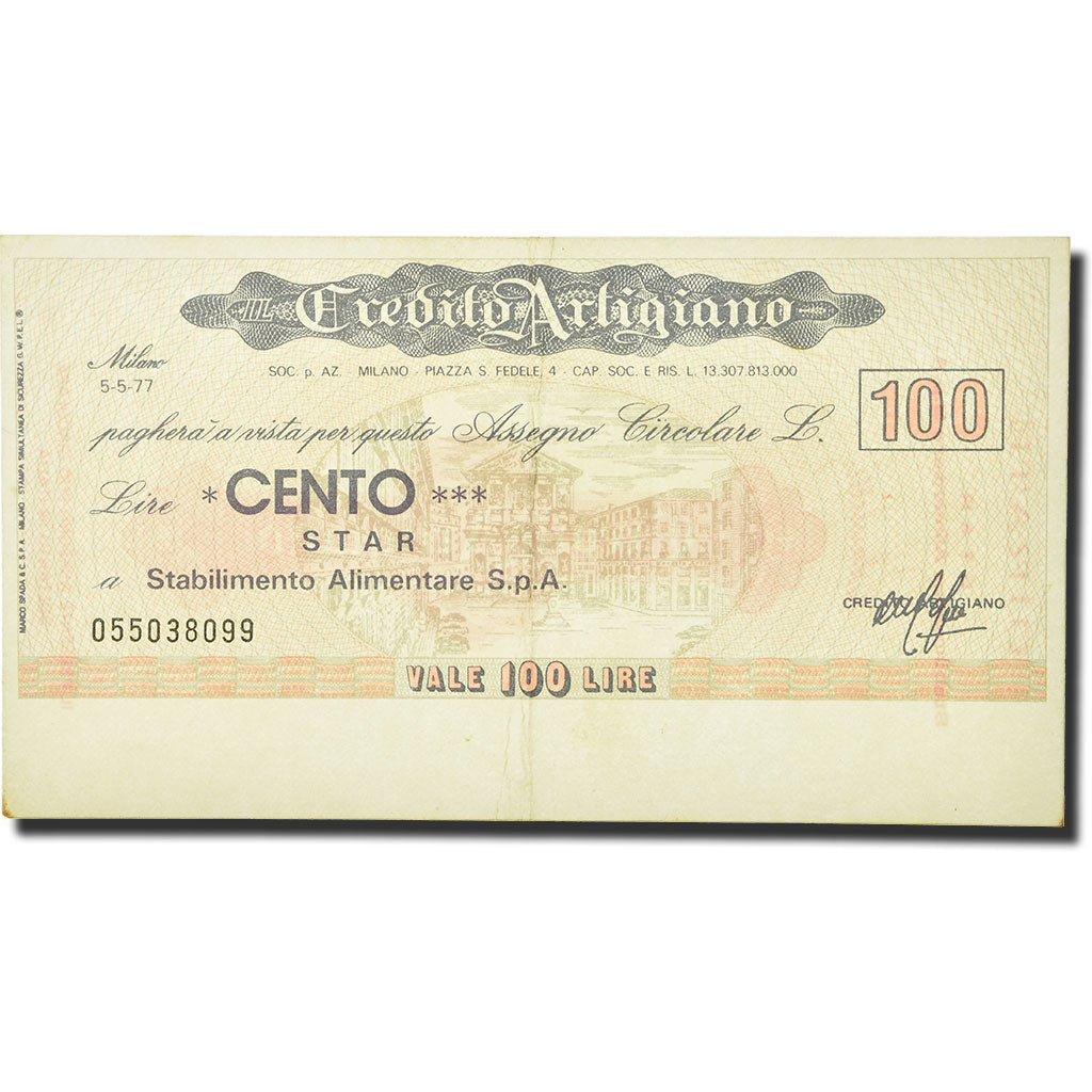 Billete, 100 Lire, 1977, Italia, 1977-05-05, MBC