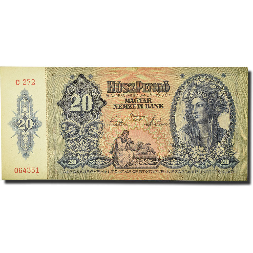 Billet, Hongrie, 20 Pengö, 1941, 1941-01-15, KM:109, SPL