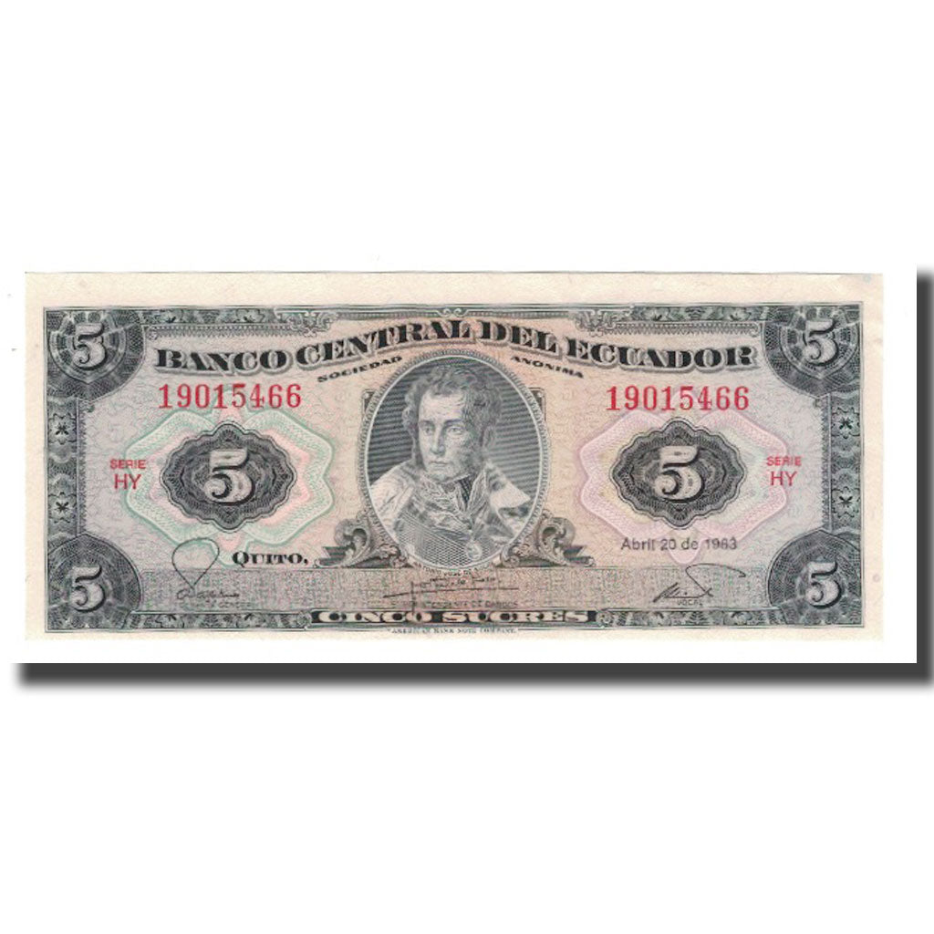 Nota, Equador, 5 Sucres, 1975-83, 1983-04-20, KM:108b, UNC(65-70)